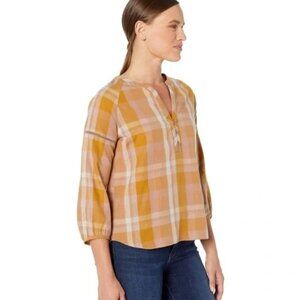prAna - Elena Organic Cotton Plaid Boho Top - XL